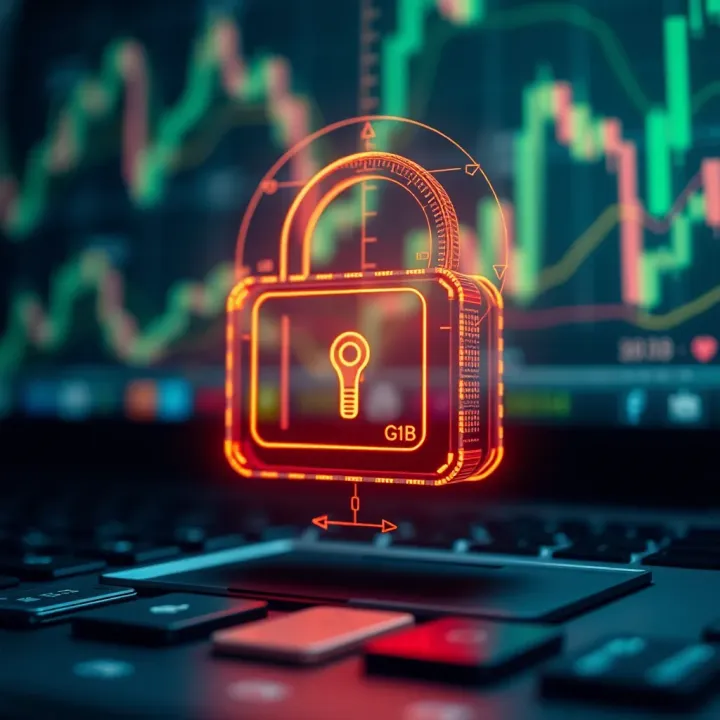 Data Security Icon Representing Safe Trading Environment Secure digital padlock icon symbolizing data protection and safety measures in online trading applications