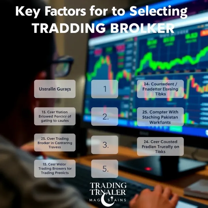Key Factors for Selecting a Trading Broker in Pakistan Graphic illustrating key factors to consider when choosing a trading broker in Pakistan