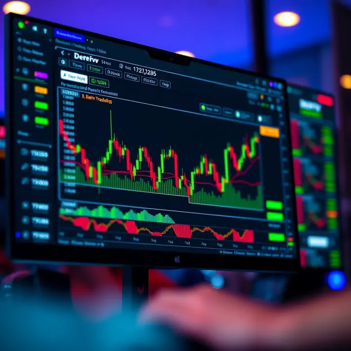 TradingView platform displaying advanced financial charts with Deriv trading panel integrated