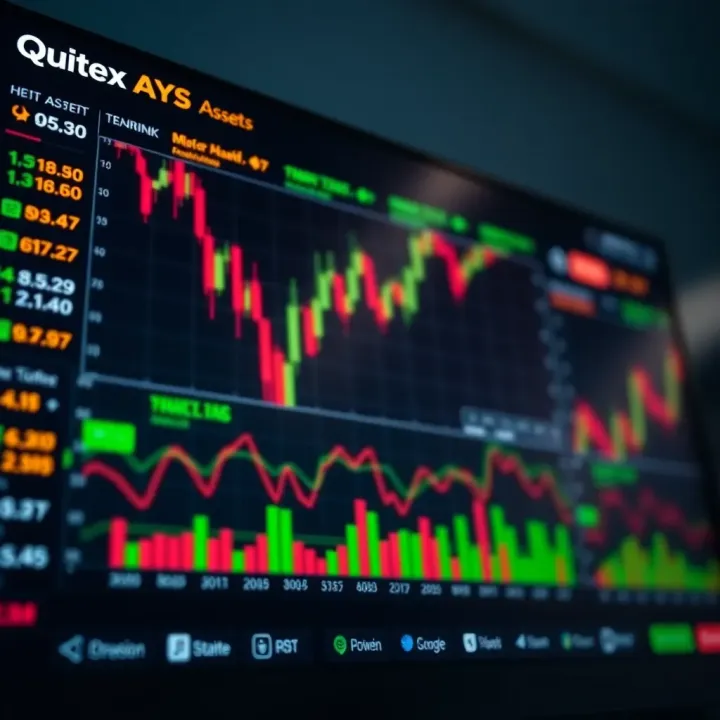 Dashboard displaying trading assets and market indicators on Quotex platform