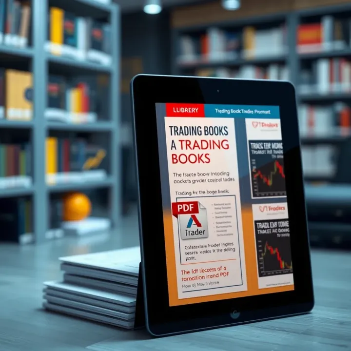 Collection of trading books in PDF format displayed on a digital tablet screen
