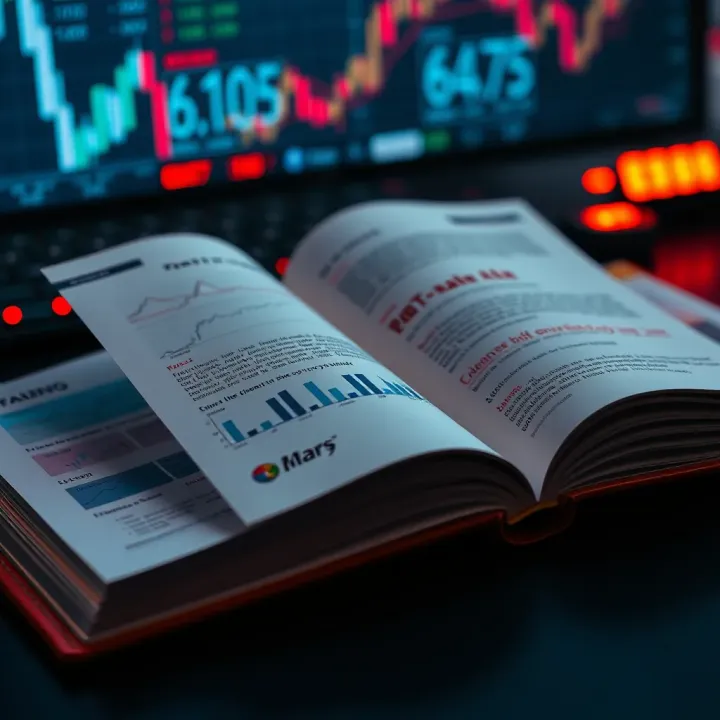Trading PDF Book Featuring Technical Analysis Insights Open trading PDF book showcasing charts and technical analysis graphics