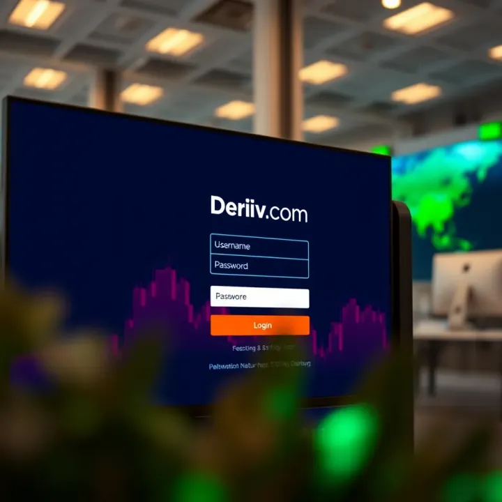 Secure login interface displaying username and password fields on Deriv.com