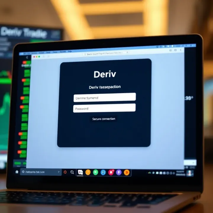 Screenshot of the Deriv login page displaying fields for username and password with a secure connection indicator
