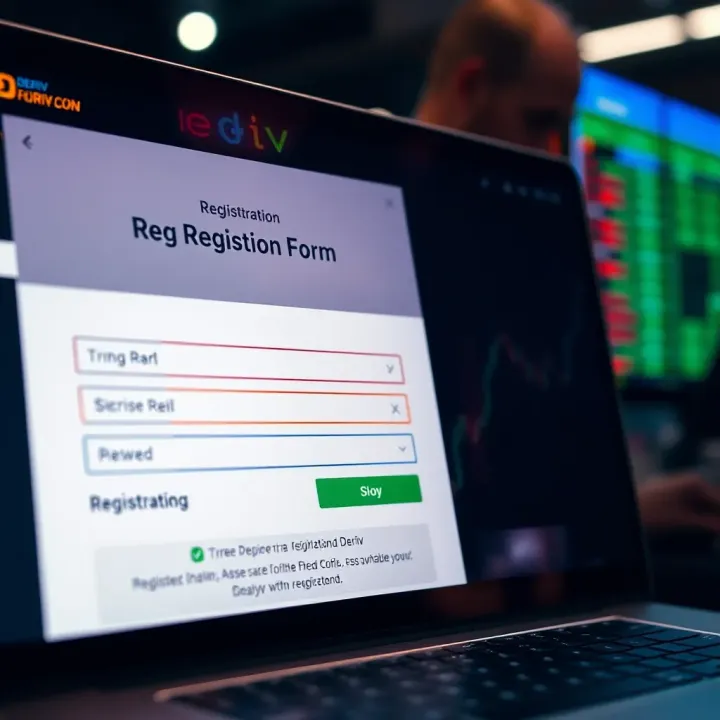 User interface of Deriv platform displaying registration form fields