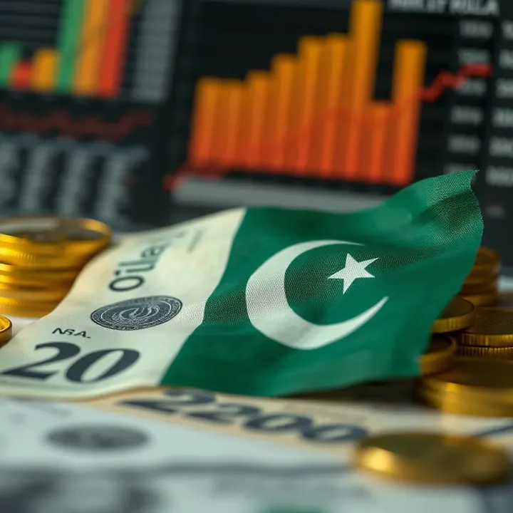 Visual representation of economic indicators affecting currency value including inflation, trade balance, and government policy