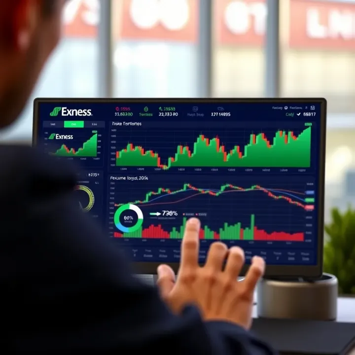 Exness Terminal Interface Highlighting Risk Management and Trading Performance Graphical interface of Exness Terminal displaying risk management and trading performance features