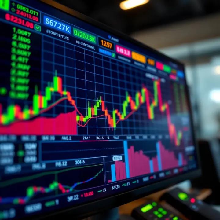 Interface displaying live stock market charts and trading analytics