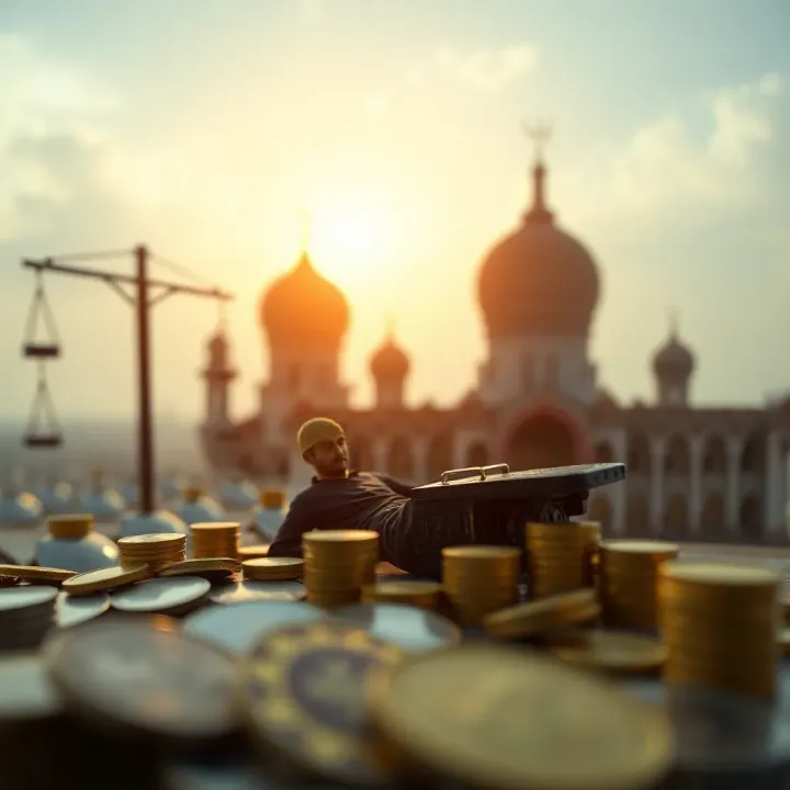 Conceptual illustration of financial risk and Shariah compliance in investments