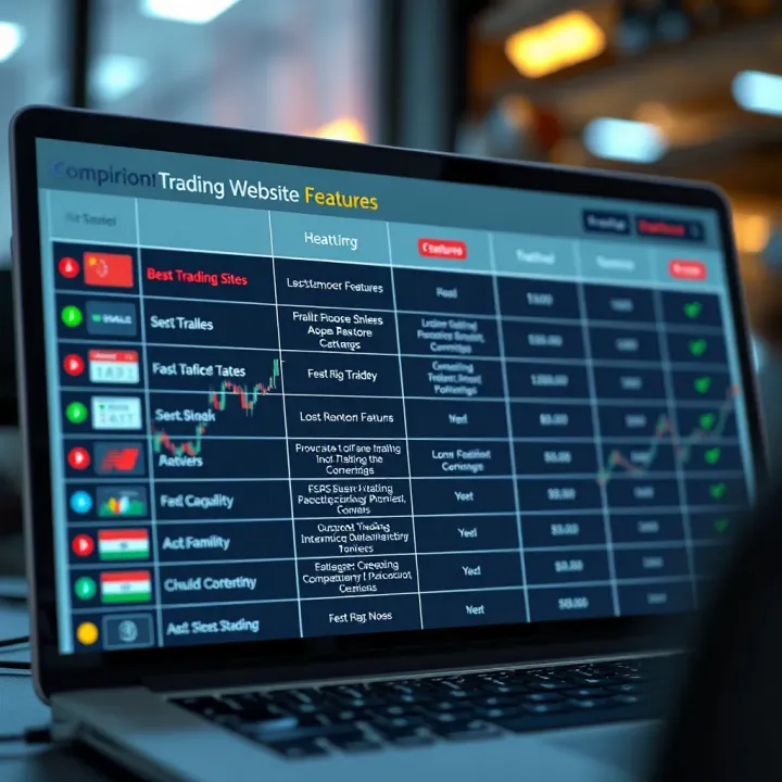 Comparison chart highlighting features of popular trading websites for investors