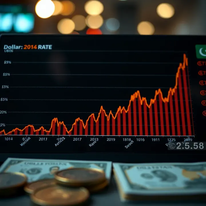 Graph showing trends in US dollar exchange rate against Pakistani rupee over recent months