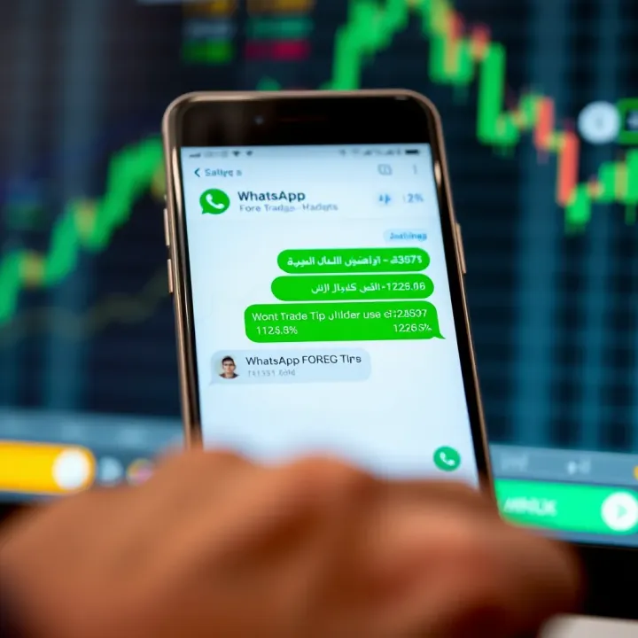 Mobile phone screen showing a WhatsApp chat with forex trading tips and currency exchange rates