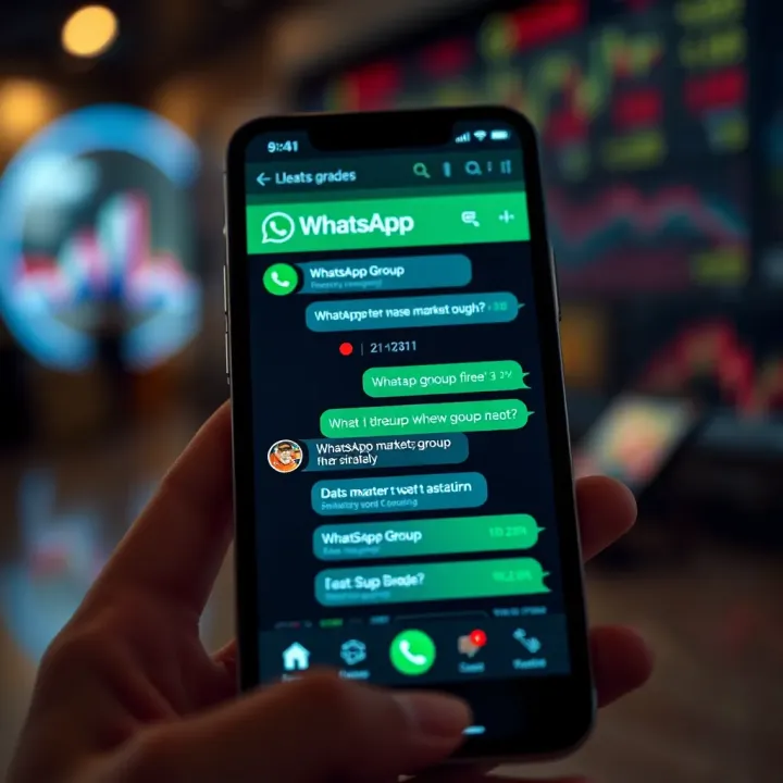 A smartphone screen displaying a WhatsApp group chat focused on forex trading with charts and market discussions