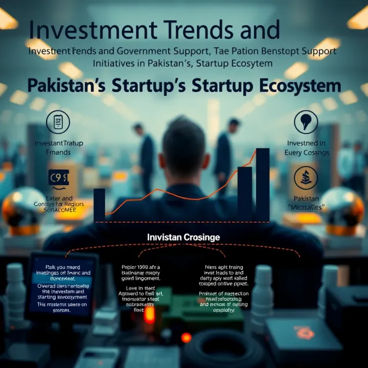 Investment Trends and Government Support in Pakistan's Startup Ecosystem Infographic depicting investment trends and government support initiatives in Pakistan's startup ecosystem