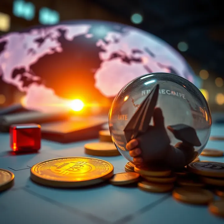 Visual representation of global factors and risk elements impacting currency exchange between US Dollar and Pakistani Rupee