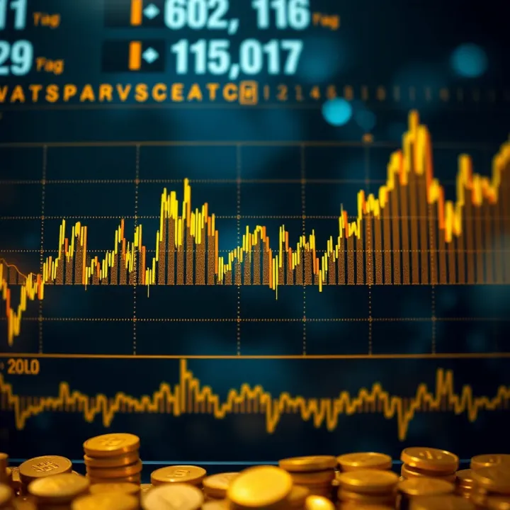 Graph showing fluctuating gold prices influenced by global economic indicators