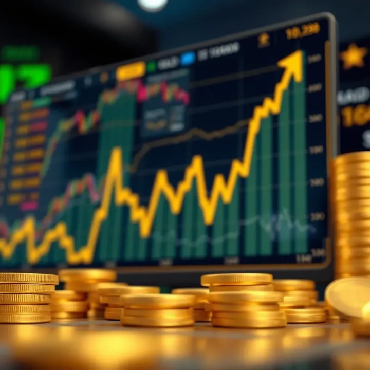 Graph showing upward trend in gold prices amidst market fluctuations