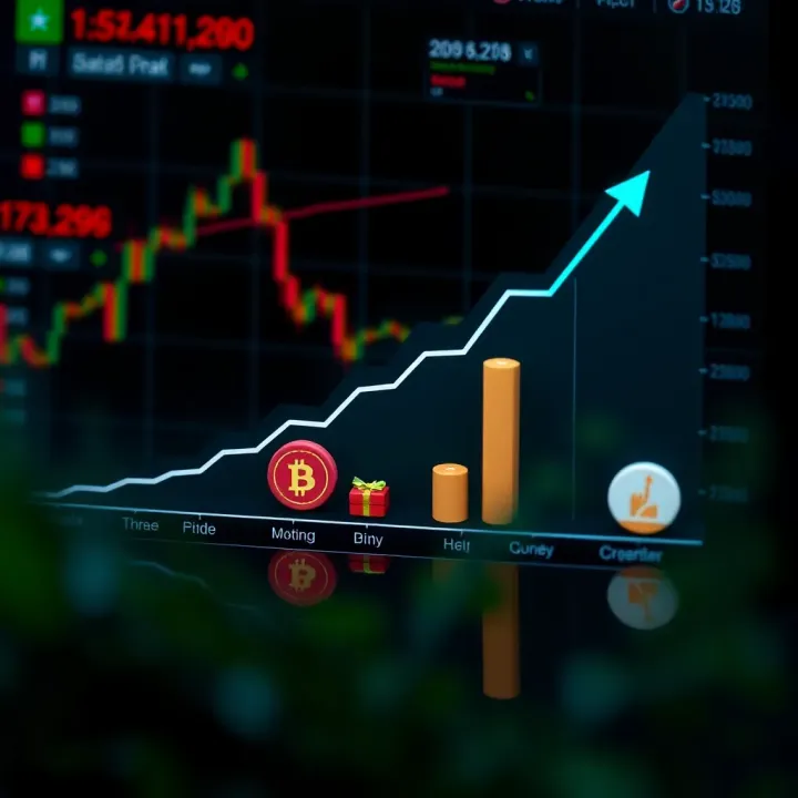 Graph showing upward trend with icons representing benefits of trading apps