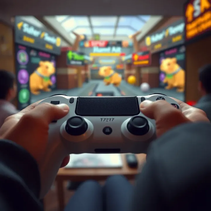 Game controller with Hamster Kombat gameplay visible on screen highlighting unique moves