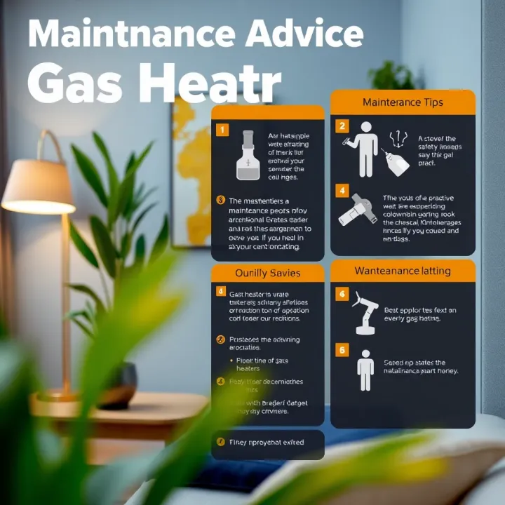 Infographic showing essential maintenance tips and safety practices for gas heaters in residential settings