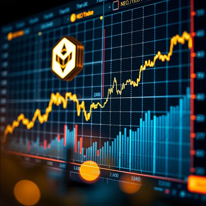 Chart showing upward and downward trends of NEO cryptocurrency value over time