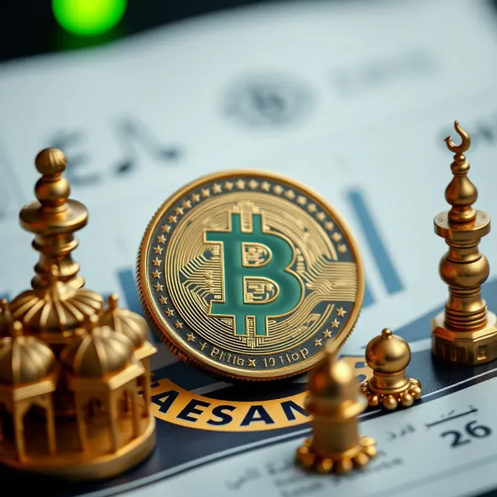 Illustration of Pepe Coin alongside Islamic finance symbols and principles