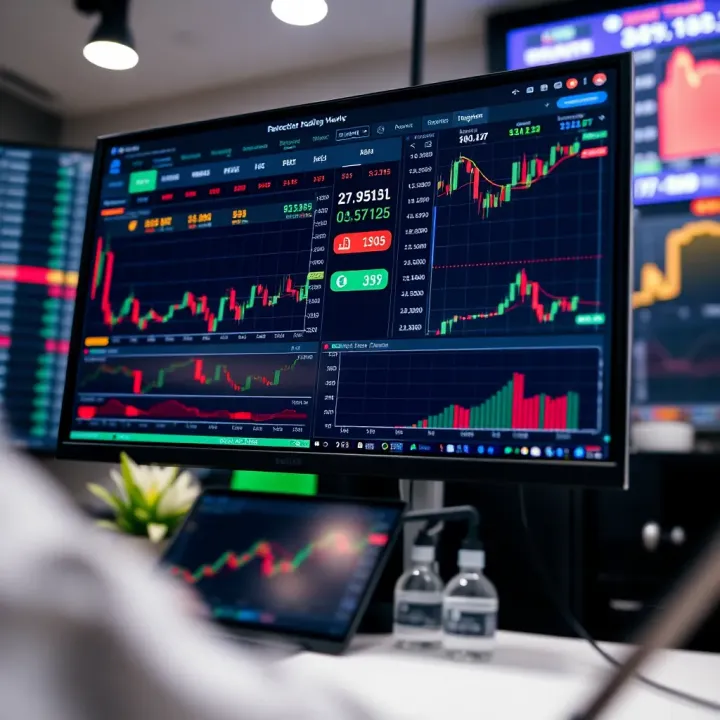 Interactive Trading Platform Featuring Pakistan Market Data Screenshot of an interactive trading platform with multiple charts and market data specific to Pakistan's stock exchange