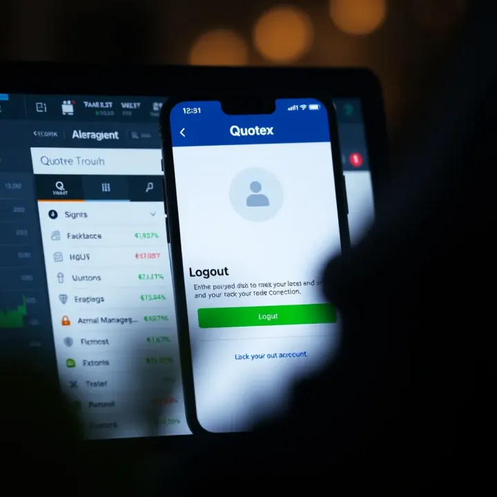 Managing Your Account and Logging Out in Quotex App Dashboard of Quotex app displaying account management features and logout option