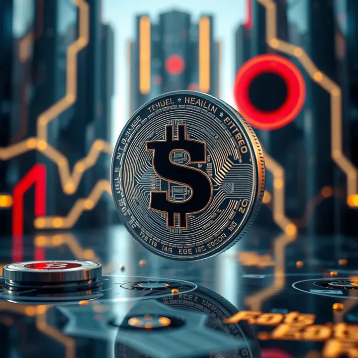 Digital representation of SATS cryptocurrency with futuristic technology background