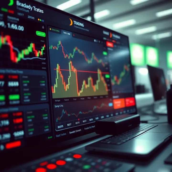Dashboard of a trading platform showing market charts and investment options in Pakistan