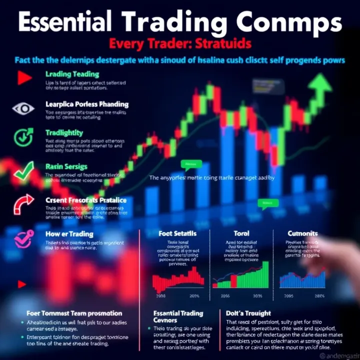 Illustration of financial market graphs and trading strategy symbols