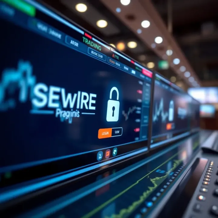 Secure Login Screen Highlighting Cybersecurity in Trading Platforms Secure login screen emphasizing cybersecurity features for online trading
