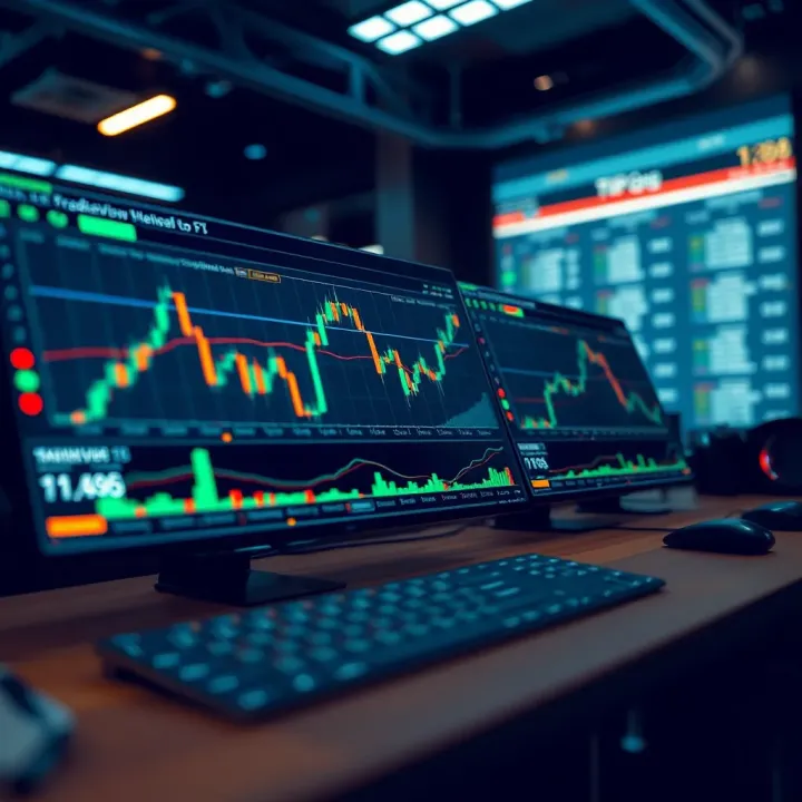 TradingView platform interface showing interactive stock charts and technical analysis tools