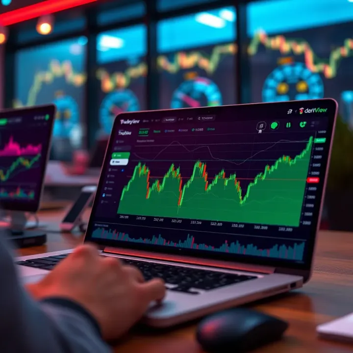 User dashboard showcasing TradingView tools embedded within Deriv trading environment