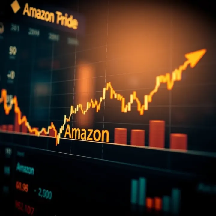 Graph illustrating Amazon stock price fluctuations over time amid market trends