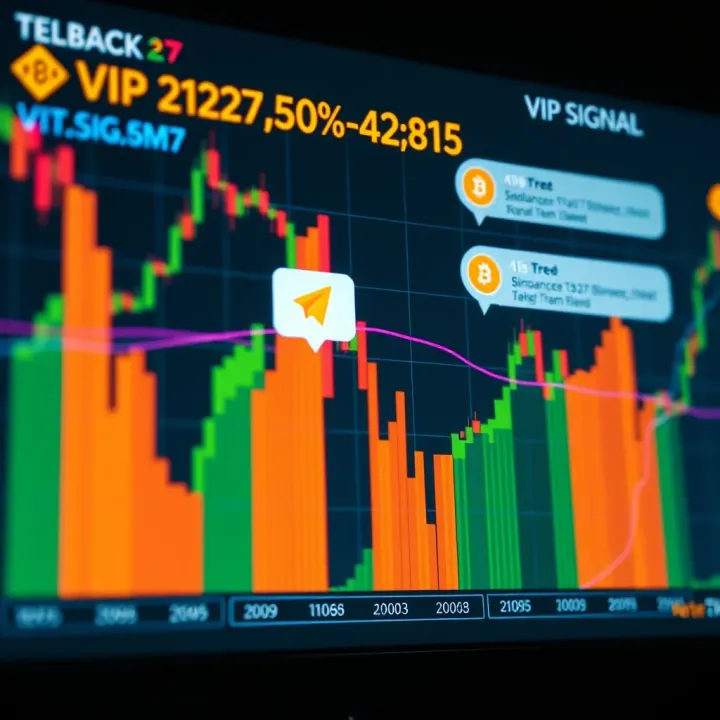 Graph showing cryptocurrency price signals with Telegram chat icons indicating signal alerts