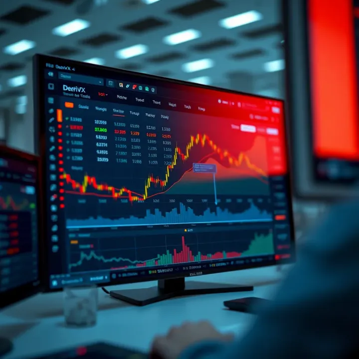 Dashboard interface of Deriv X trading platform showing various market instruments and trading tools