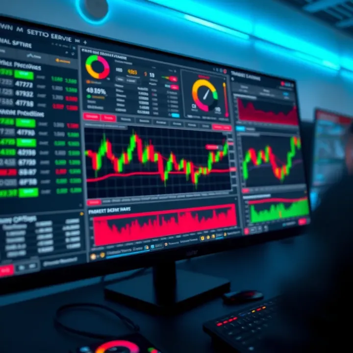 Expert Option trading platform interface displaying multiple charts and trading tools