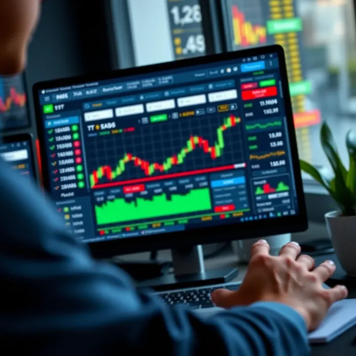 Screenshot of a demo trading platform interface showing virtual portfolio and market data