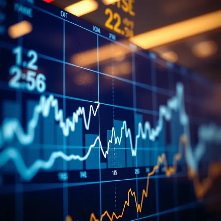 Graph showing the movement of stock market indices with upward and downward trends