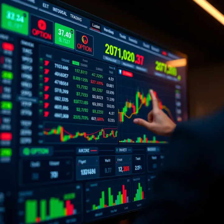 Dashboard overview displaying various trading options and real-time market data on IQ Option platform