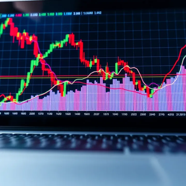 Graph showing common trading patterns like head and shoulders and trend lines on price data