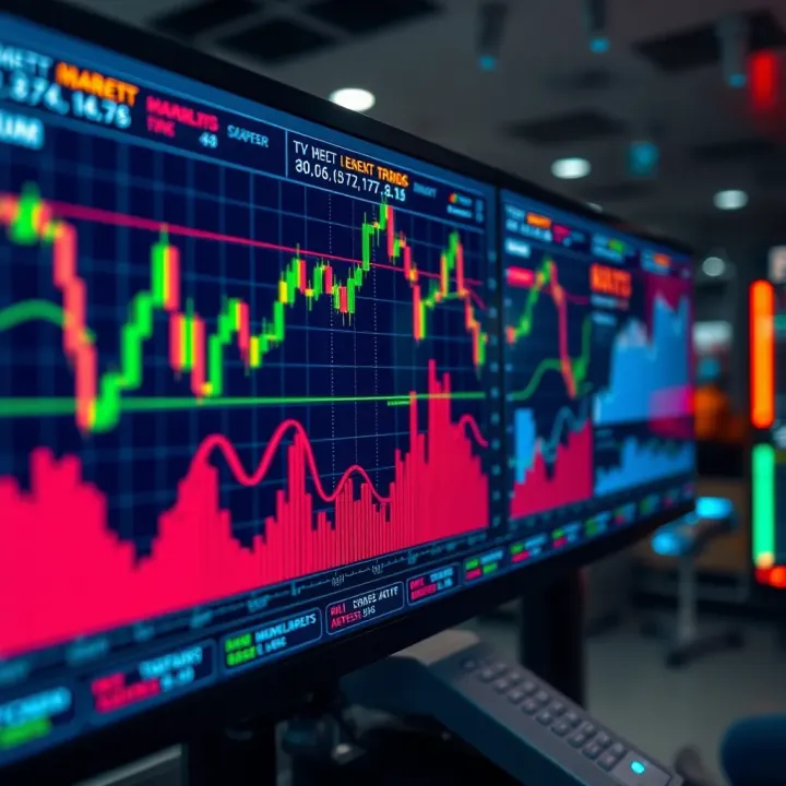 Digital interface showing automated trading algorithms analyzing market trends