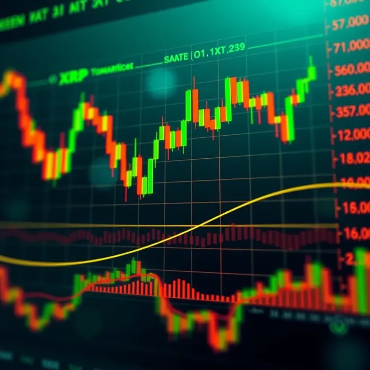 Graph showing XRP price fluctuations with market trend indicators