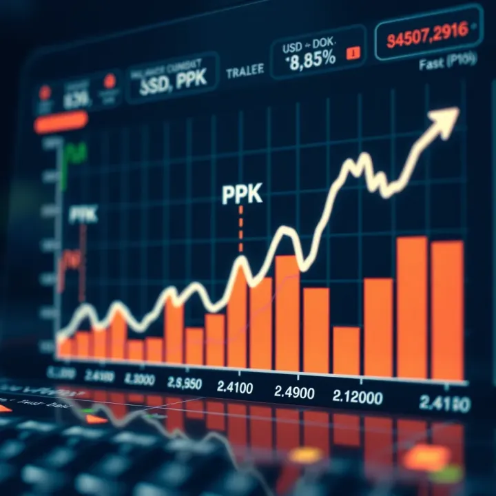 Graph showing fluctuations in the USD to PKR exchange rate over time with economic indicators