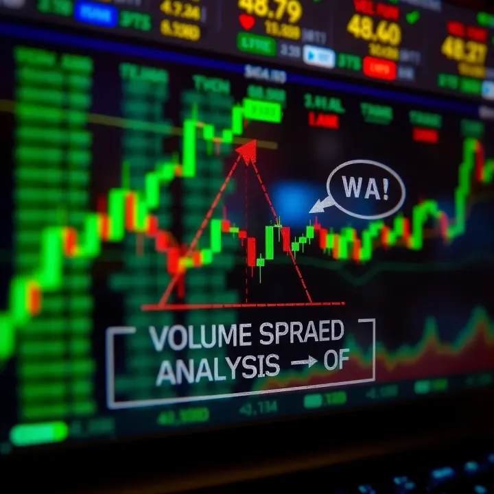 Diagram illustrating key concepts of volume spread analysis including volume, spread, and closing price interaction